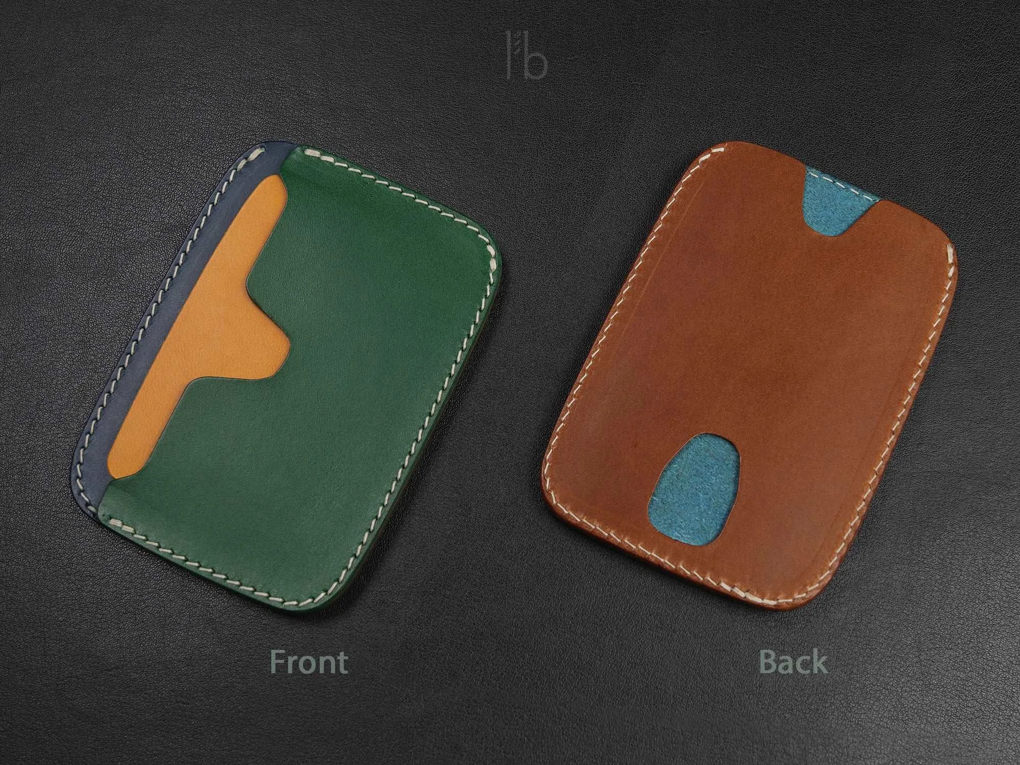 Leather Card Wallet [LC-GYNBr] - LAYERS SERIES - Card Holder - Premium Italian Veg-Tanned Leather - Personalized Stamp - Handcrafted in USA