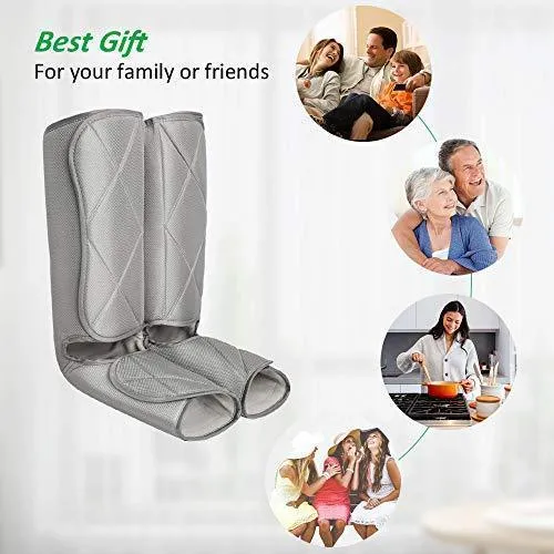 Leg Compression Massager Foot and Calf Massager Machine with Optional Heat 3 Modes 4 Intensities Handheld Controller for Feet, Legs, Calves Muscle Relaxation - Home and Office Use
