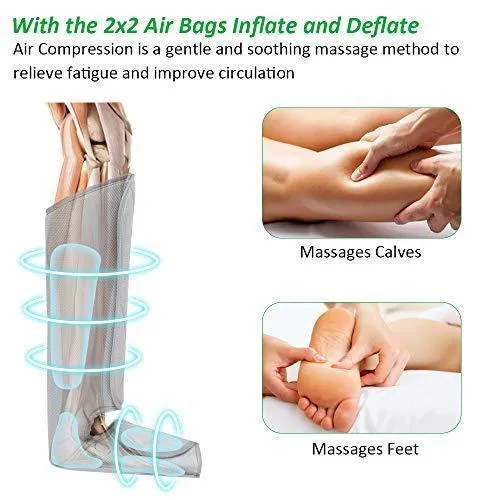 Leg Compression Massager Foot and Calf Massager Machine with Optional Heat 3 Modes 4 Intensities Handheld Controller for Feet, Legs, Calves Muscle Relaxation - Home and Office Use