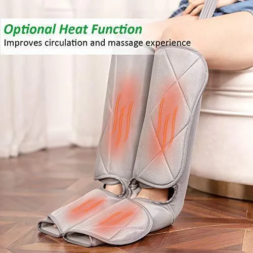 Leg Compression Massager Foot and Calf Massager Machine with Optional Heat 3 Modes 4 Intensities Handheld Controller for Feet, Legs, Calves Muscle Relaxation - Home and Office Use
