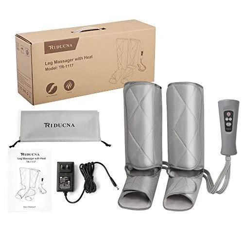 Leg Compression Massager Foot and Calf Massager Machine with Optional Heat 3 Modes 4 Intensities Handheld Controller for Feet, Legs, Calves Muscle Relaxation - Home and Office Use