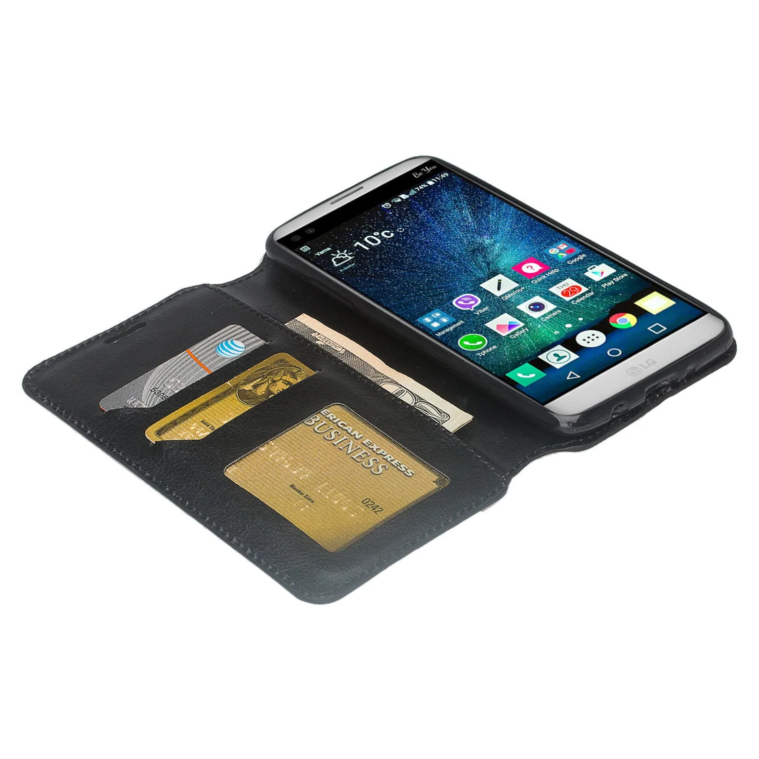 LG Aristo Case, K4 2017, K8 2017, Risio 2, Phoenix 3, Fortune, Magnetic Fold[Kickstand] Pu Leather Wallet Case Cover with Card Slots - Black