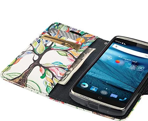 LG Leon LTE Case | Lg Tribute 2 Case | LG Power | LG Sunset | LG Destiny | LG Risio Case, Wallet Case, Wrist Strap [Kickstand] Pu Leather Wallet Case with ID & Credit Card Slots - Vibrant Tree