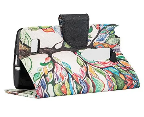LG Leon LTE Case | Lg Tribute 2 Case | LG Power | LG Sunset | LG Destiny | LG Risio Case, Wallet Case, Wrist Strap [Kickstand] Pu Leather Wallet Case with ID & Credit Card Slots - Vibrant Tree