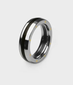 London Oak Geo Ellipse Slim Ring in Silver, Size N