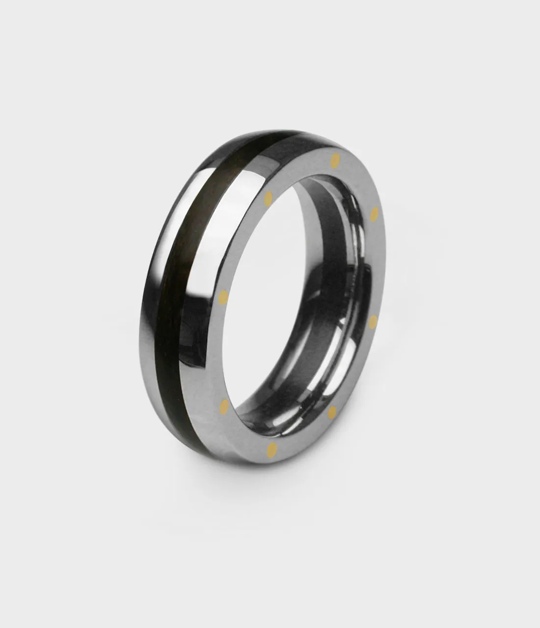 London Oak Geo Ellipse Slim Ring in Silver, Size N
