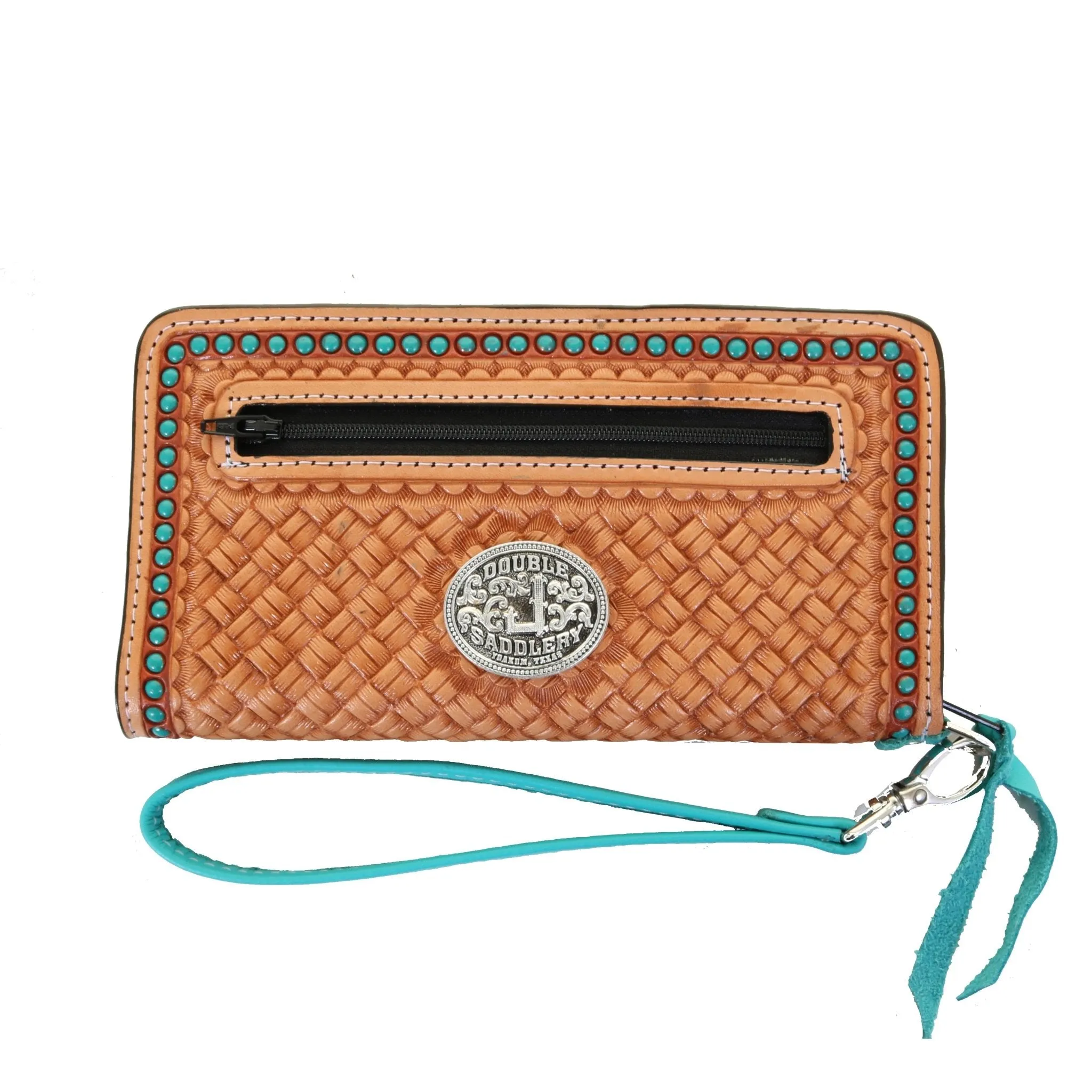 LZW55- Box Basketweave Zipper Wallet