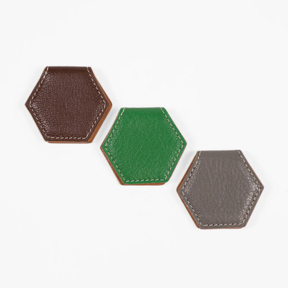 Magnetic money clip, Vert Vif green goatskin
