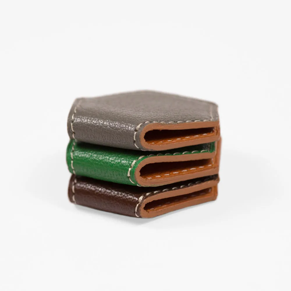 Magnetic money clip, Vert Vif green goatskin