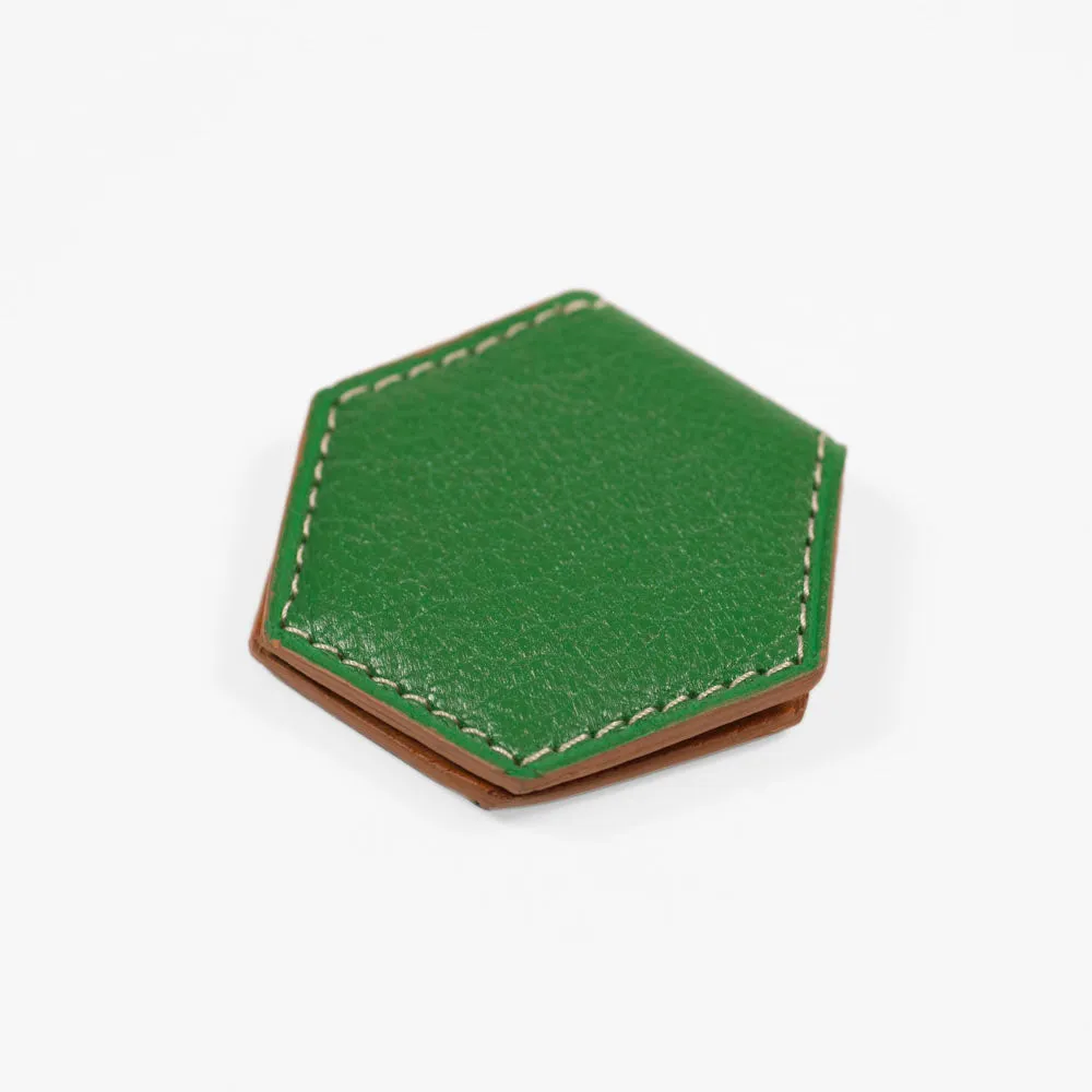 Magnetic money clip, Vert Vif green goatskin