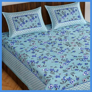Meejoya Cotton Rajasthani Jaipuri Traditional King Size Double Bed Bedsheet with 2 Pillow Covers - Jaipuri_50