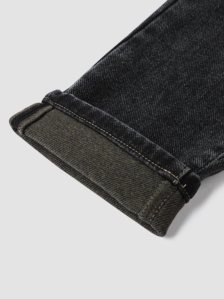 Men's denim blue and gray fitted pants