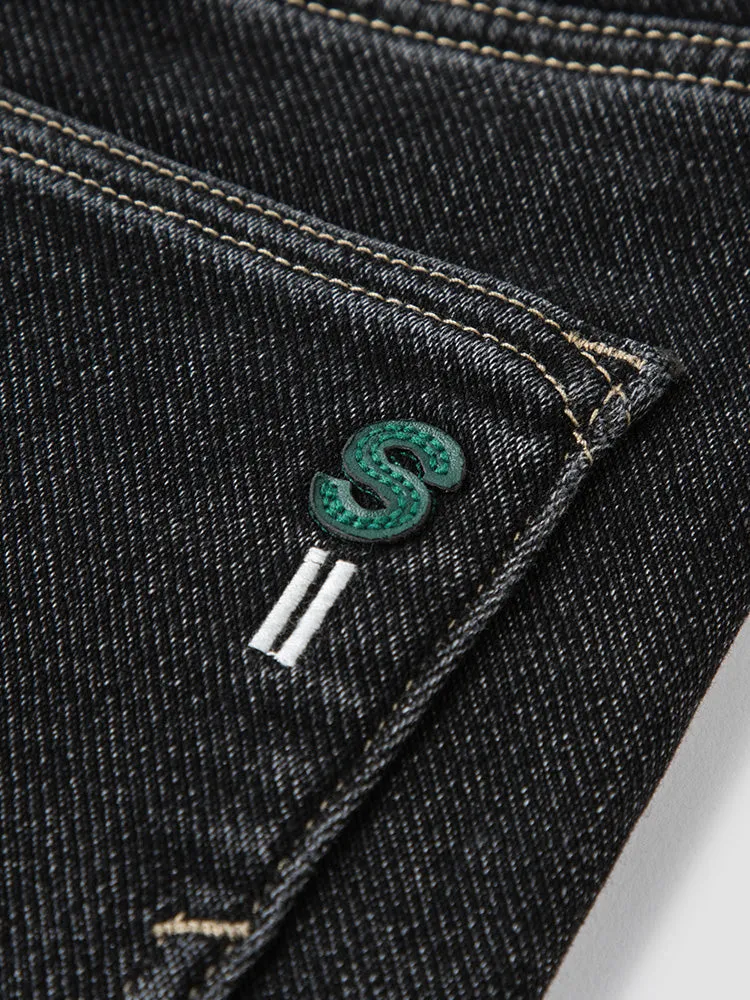 Men's denim blue and gray fitted pants