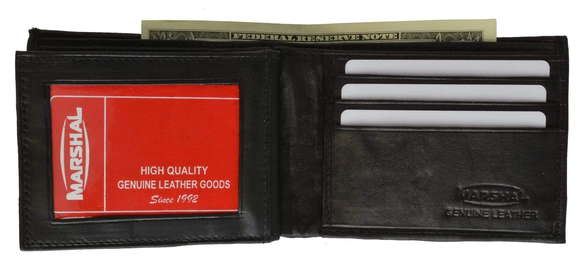 Mens Genuine Leather Credit Card ID Currency Holder Bifold Wallet Chopper Cross Design (C)