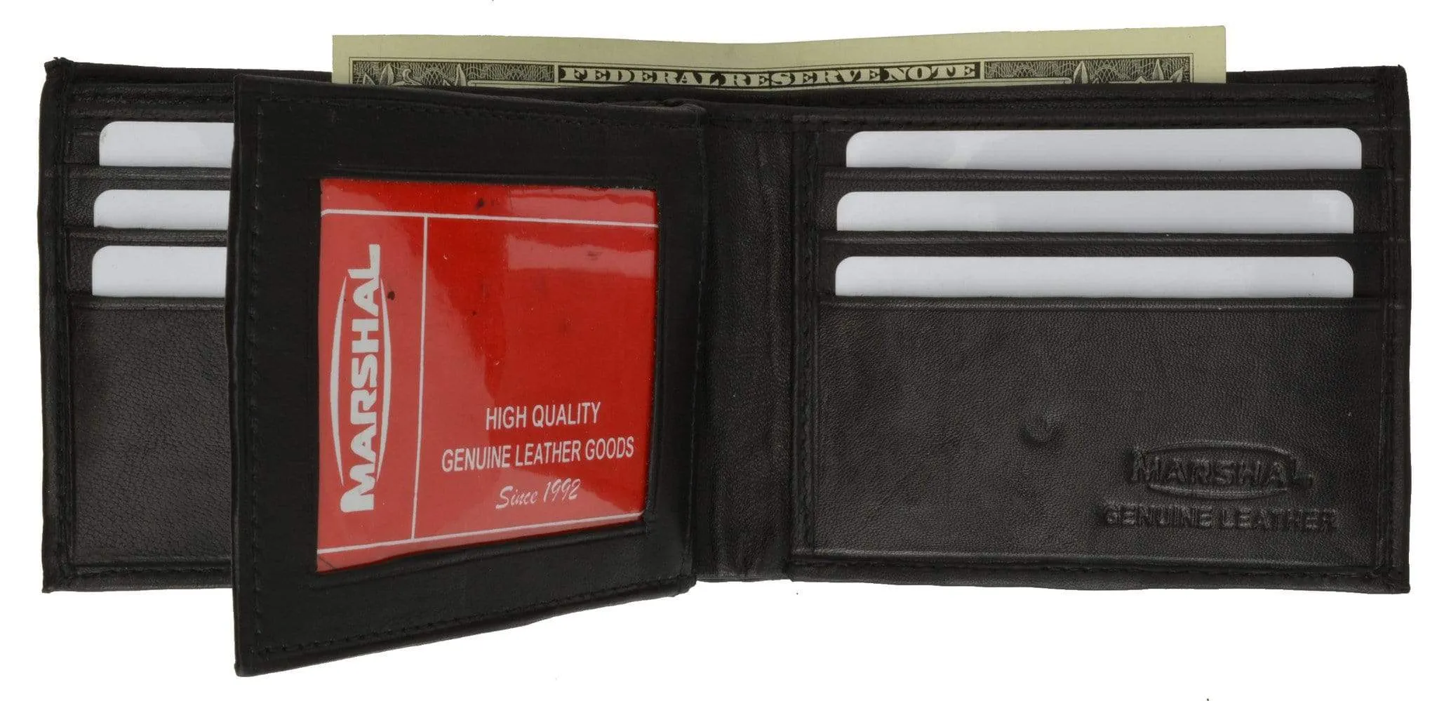 Mens Genuine Leather Credit Card ID Currency Holder Bifold Wallet Chopper Cross Design (C)