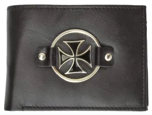 Mens Genuine Leather Credit Card ID Currency Holder Bifold Wallet Chopper Cross Design (C)