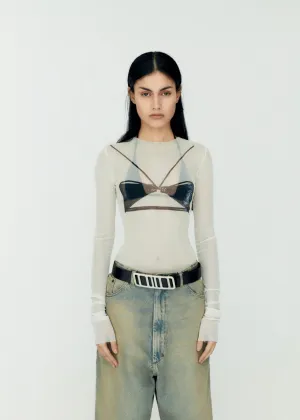 Mesh Bra Print Top White