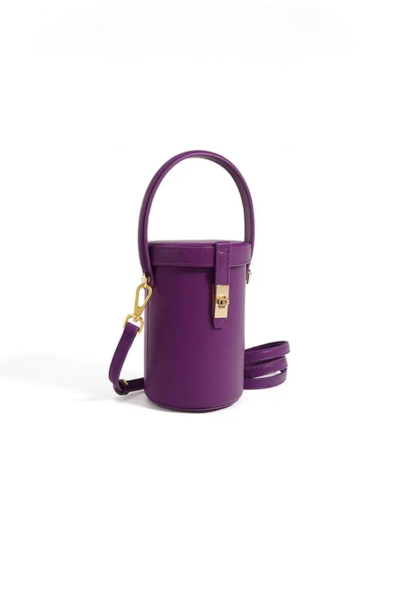 Mini Leather Barrel Crossbody Bag