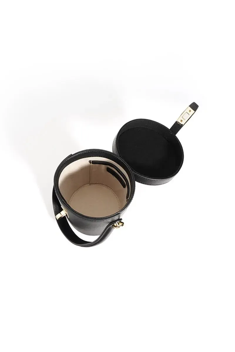 Mini Leather Barrel Crossbody Bag