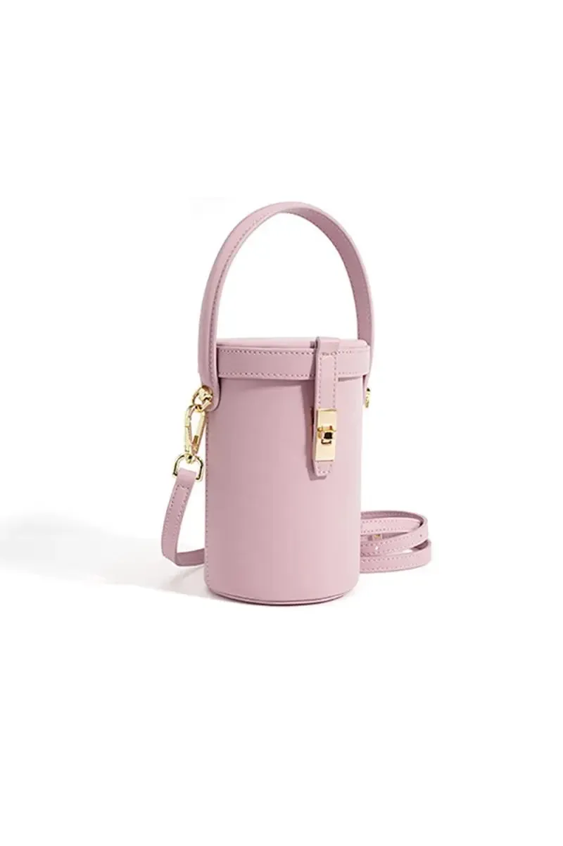 Mini Leather Barrel Crossbody Bag
