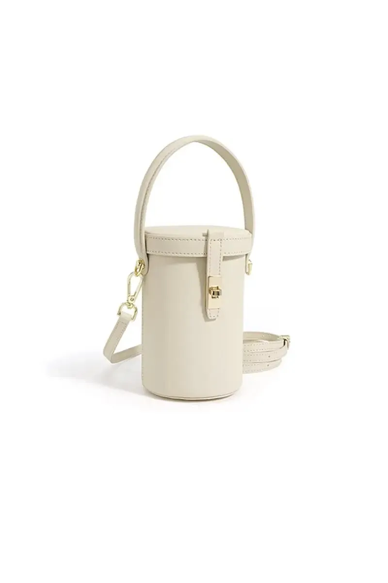Mini Leather Barrel Crossbody Bag