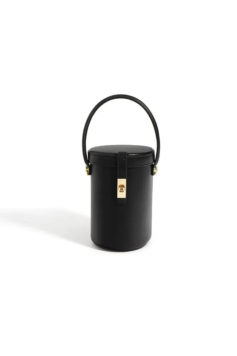 Mini Leather Barrel Crossbody Bag