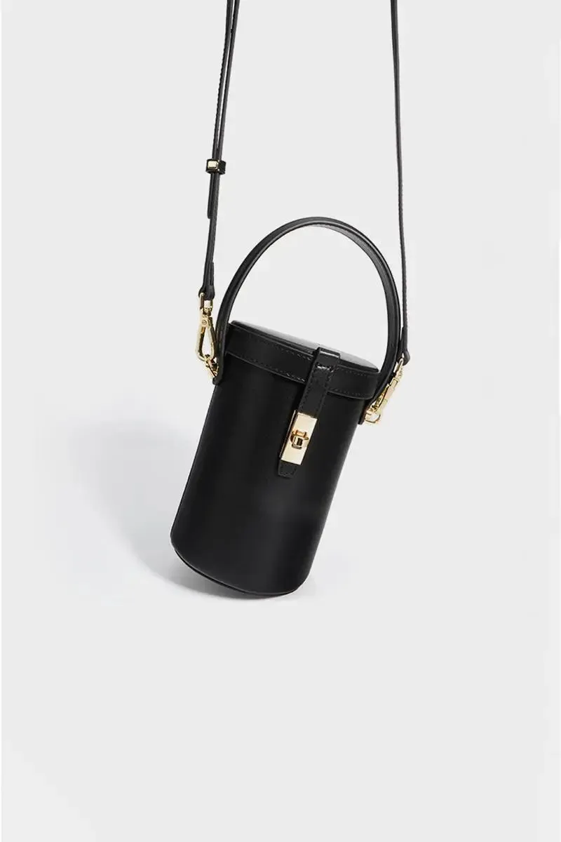 Mini Leather Barrel Crossbody Bag