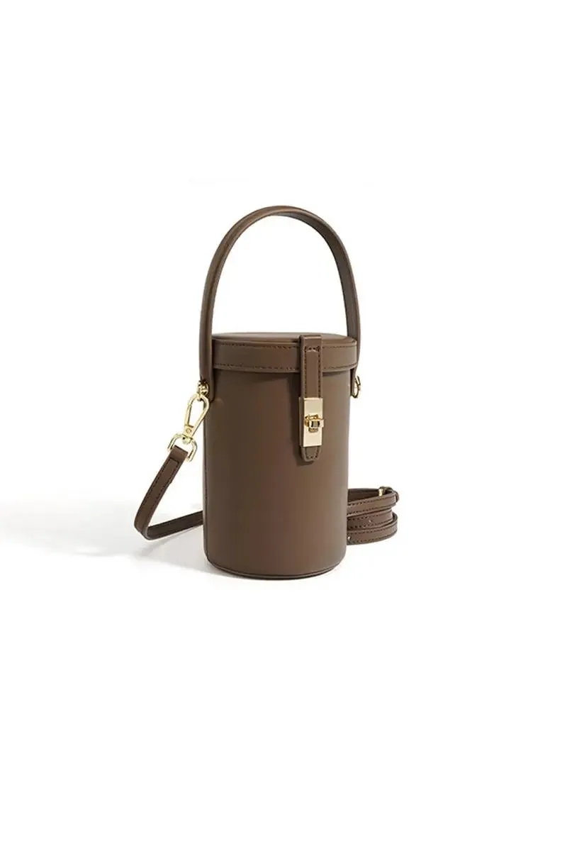 Mini Leather Barrel Crossbody Bag