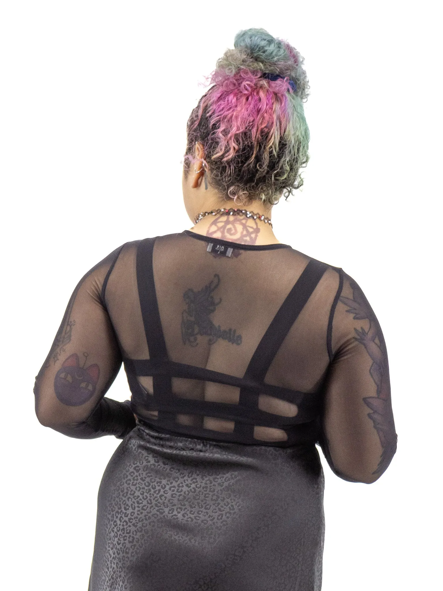Mira Mesh Faux Wrap Top