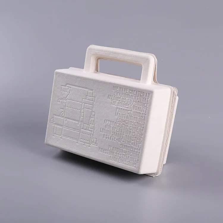 Mould Pulp Suitcase Cosmetic Skincare Packaging Box With Paper Handle