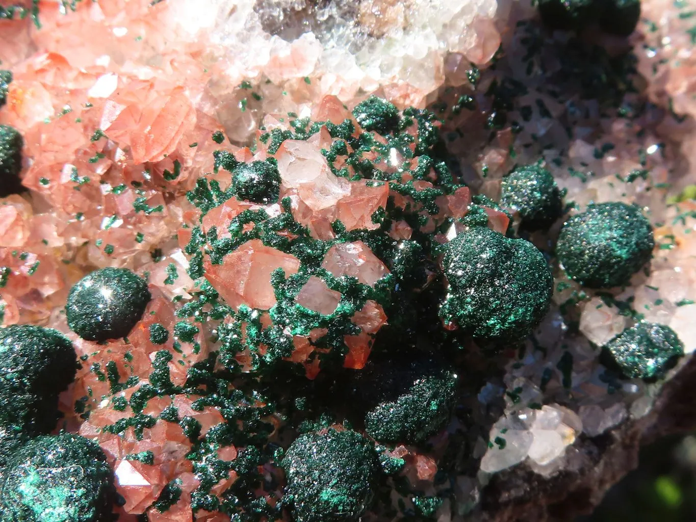 Natural Rare Ball Malachite On Drusi Quartz & Dolomite Matrix  x 1 From Congo