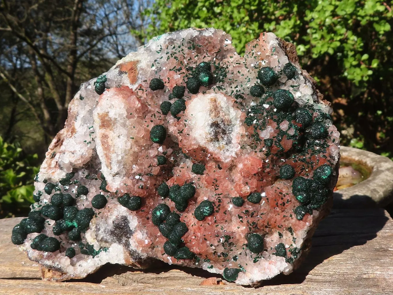 Natural Rare Ball Malachite On Drusi Quartz & Dolomite Matrix  x 1 From Congo