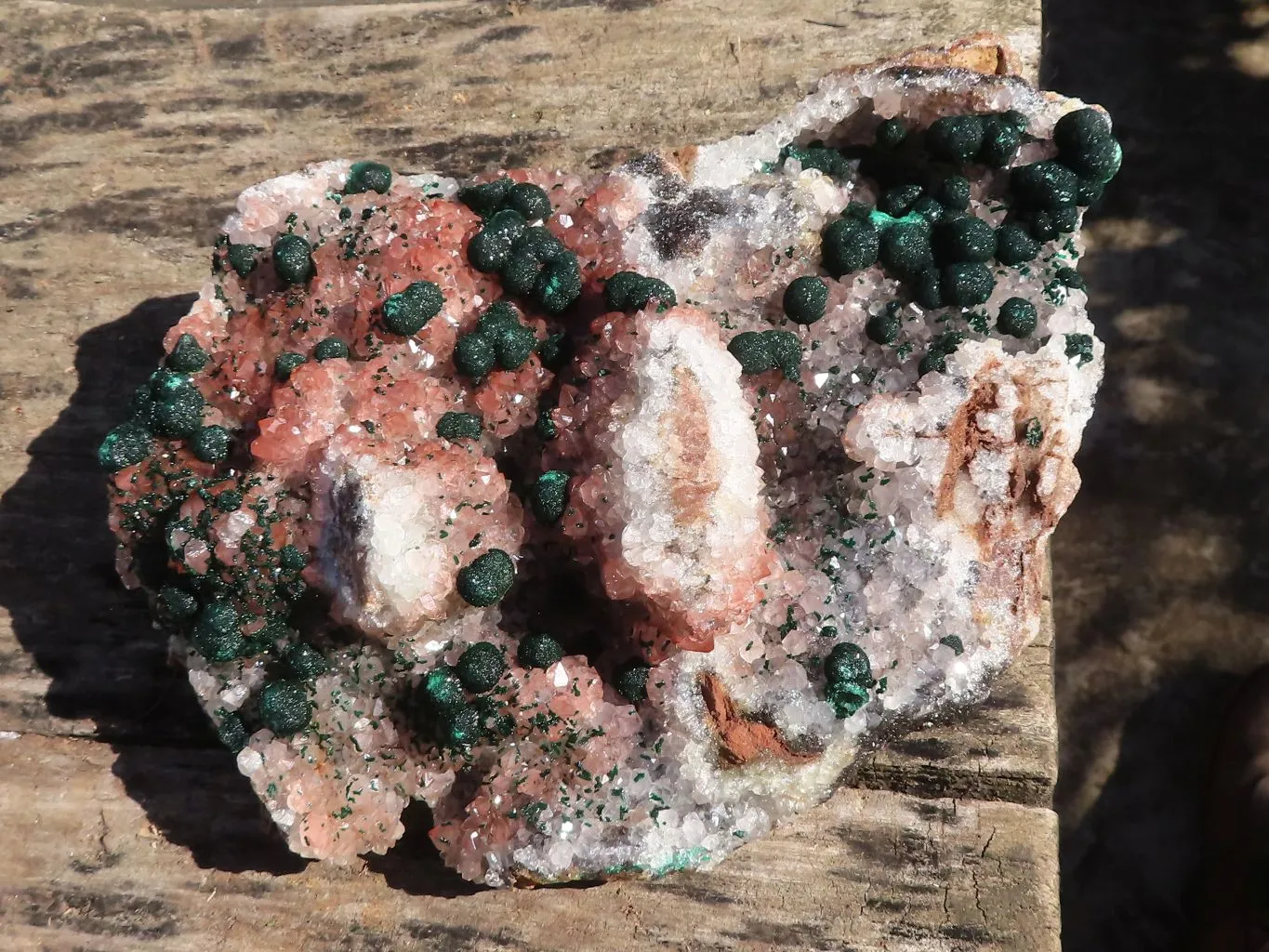 Natural Rare Ball Malachite On Drusi Quartz & Dolomite Matrix  x 1 From Congo
