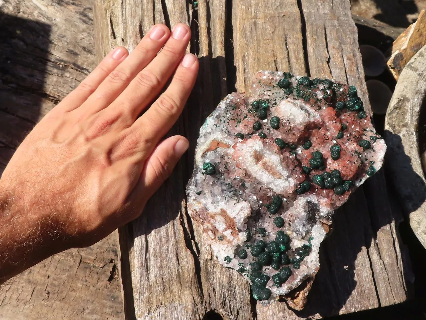 Natural Rare Ball Malachite On Drusi Quartz & Dolomite Matrix  x 1 From Congo