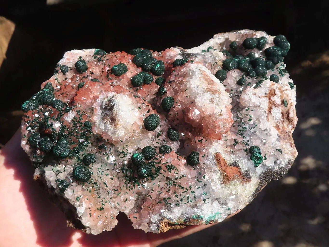 Natural Rare Ball Malachite On Drusi Quartz & Dolomite Matrix  x 1 From Congo