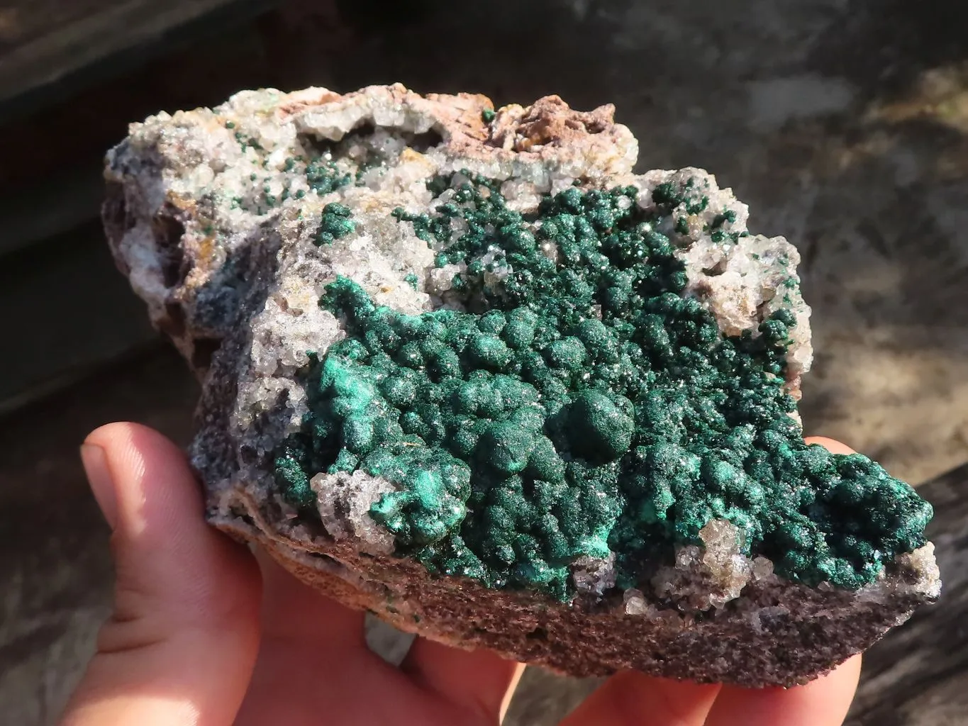 Natural Rare Ball Malachite On Drusy Quartz & Dolomite Matrix  x 1 From Kambove, Congo
