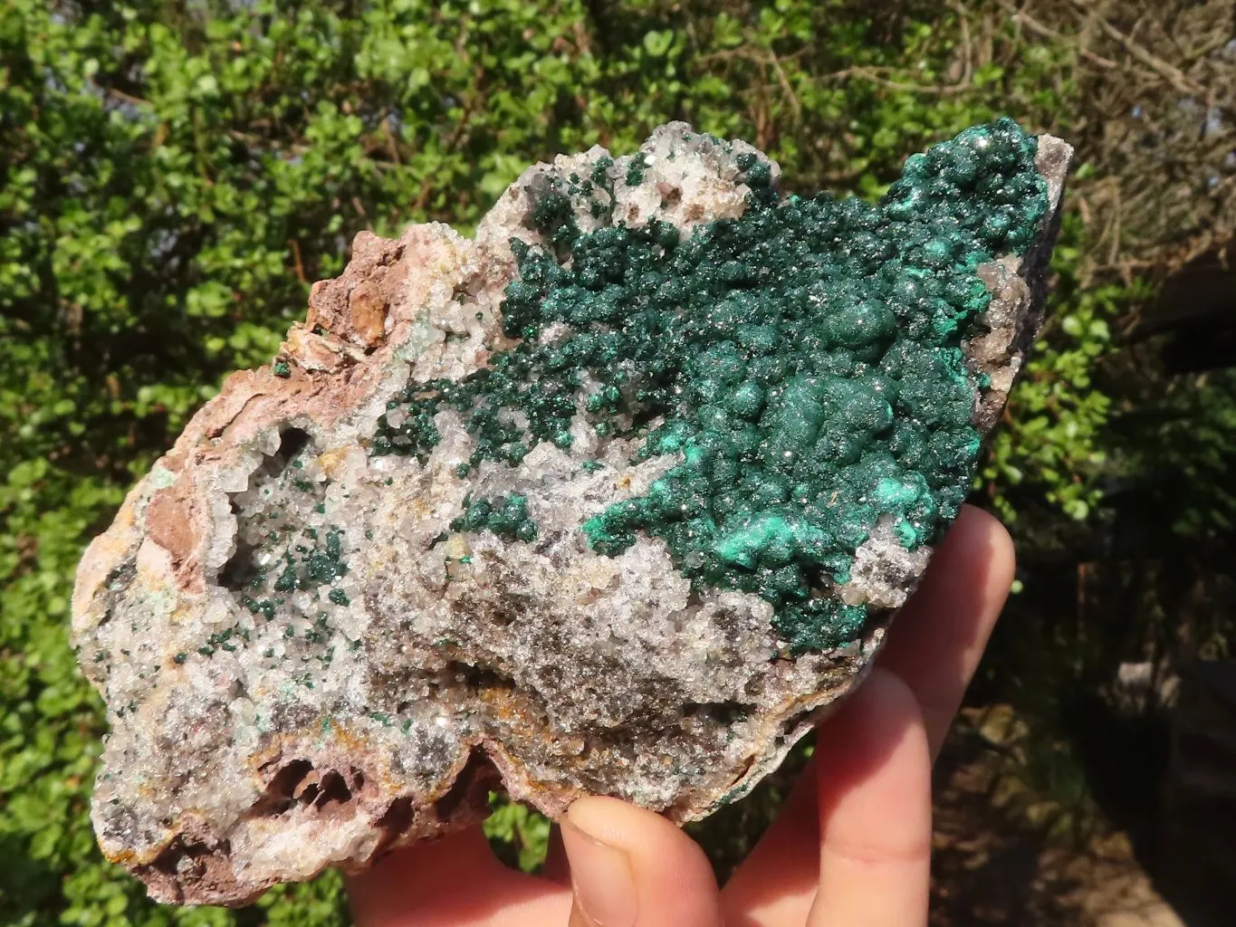 Natural Rare Ball Malachite On Drusy Quartz & Dolomite Matrix  x 1 From Kambove, Congo