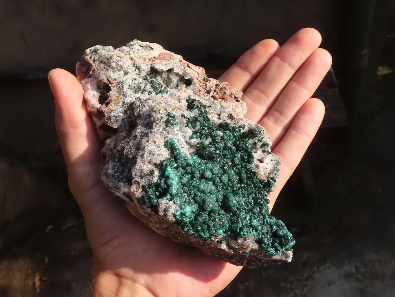 Natural Rare Ball Malachite On Drusy Quartz & Dolomite Matrix  x 1 From Kambove, Congo