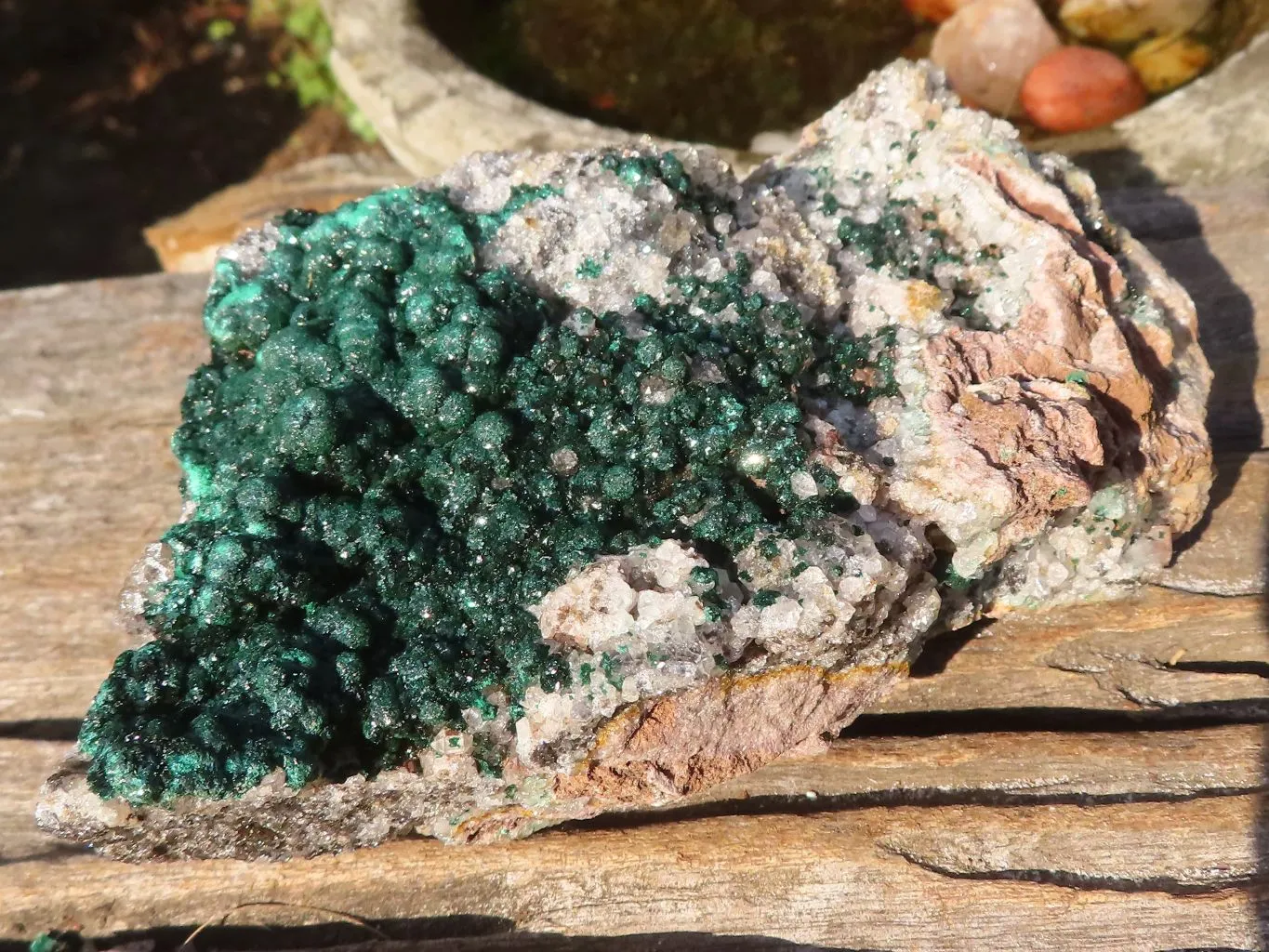 Natural Rare Ball Malachite On Drusy Quartz & Dolomite Matrix  x 1 From Kambove, Congo