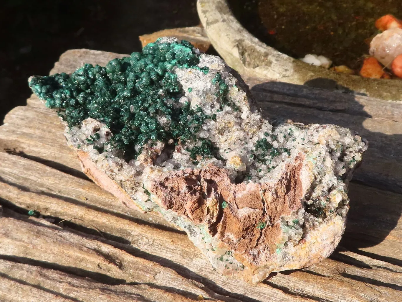 Natural Rare Ball Malachite On Drusy Quartz & Dolomite Matrix  x 1 From Kambove, Congo