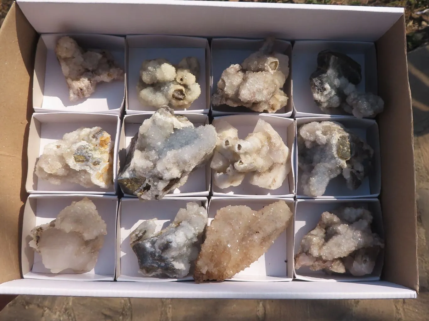 Natural Rare Hollow "Snow" Quartz Specimens x 12 From Albert's Mountain, Lesotho