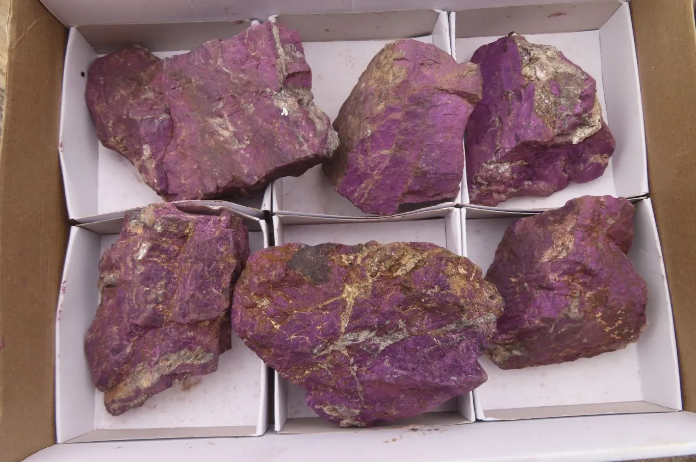 Natural Rare Metallic Purpurite Specimens x 6 From Namibia