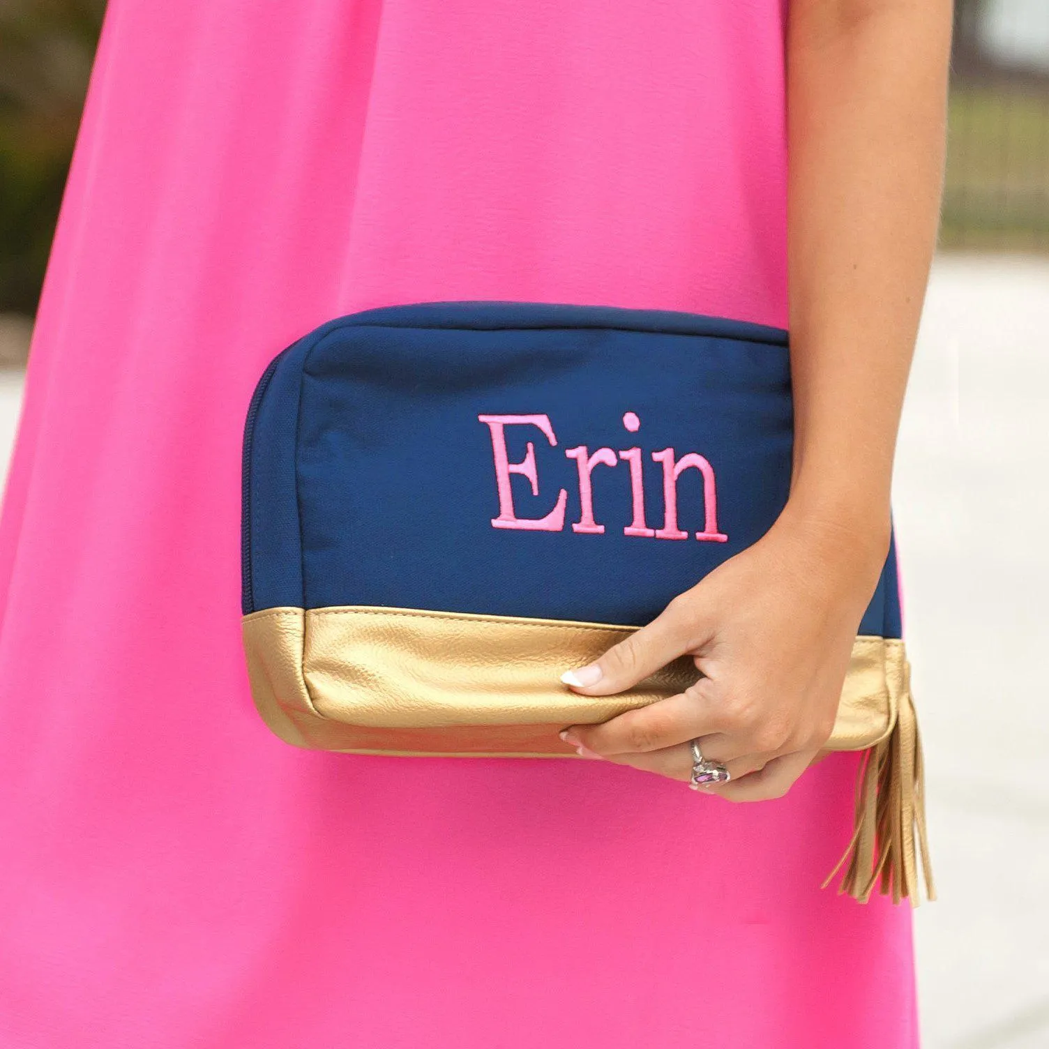 Navy Cabana Cosmetic Bag - Personalized