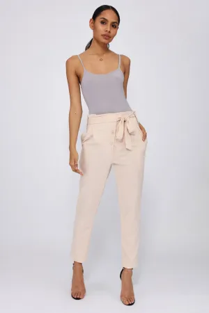 Nude High Waisted Cigarette Leg Trousers