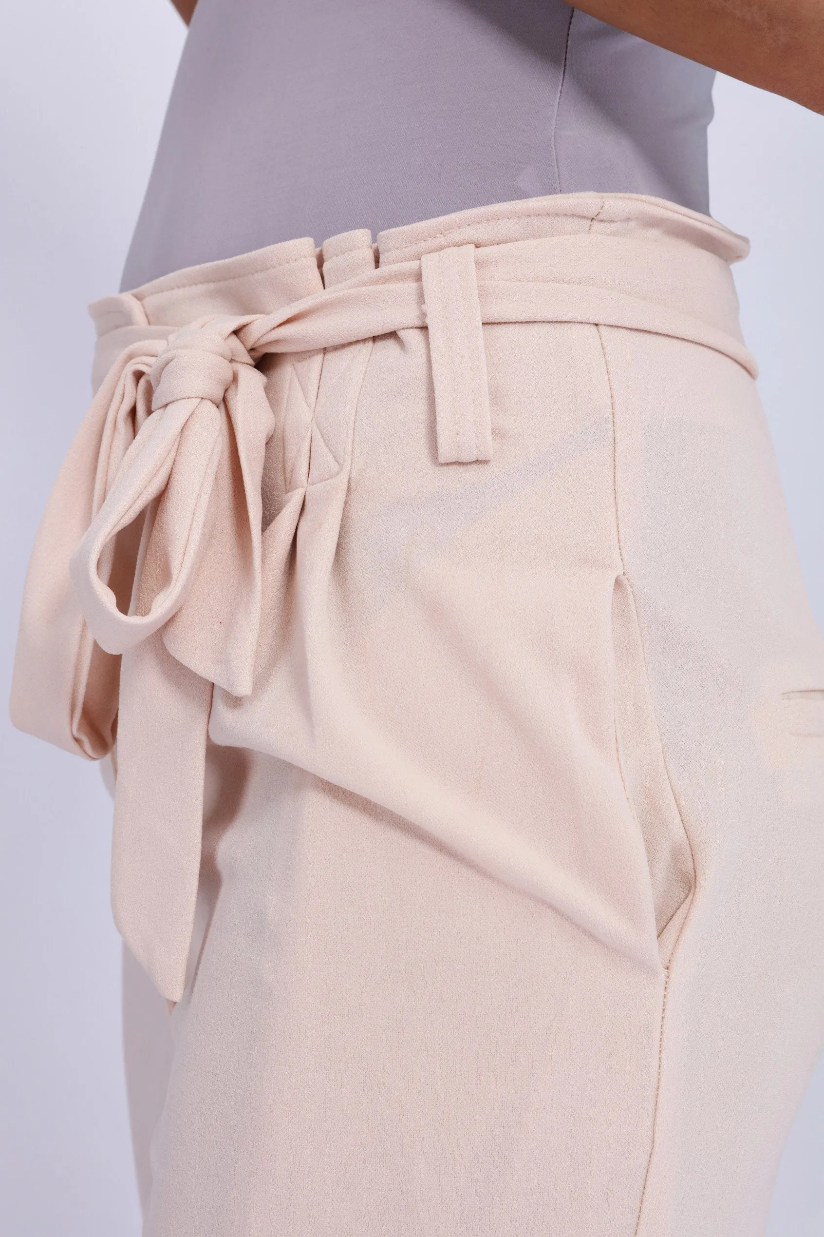 Nude High Waisted Cigarette Leg Trousers