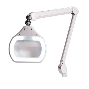 OC White ALREC-45-W Accu-Lite&trade; LED Magnifier with 6.85" Rectangle, 3.5 Diopter Lens & Edge Clamp, White