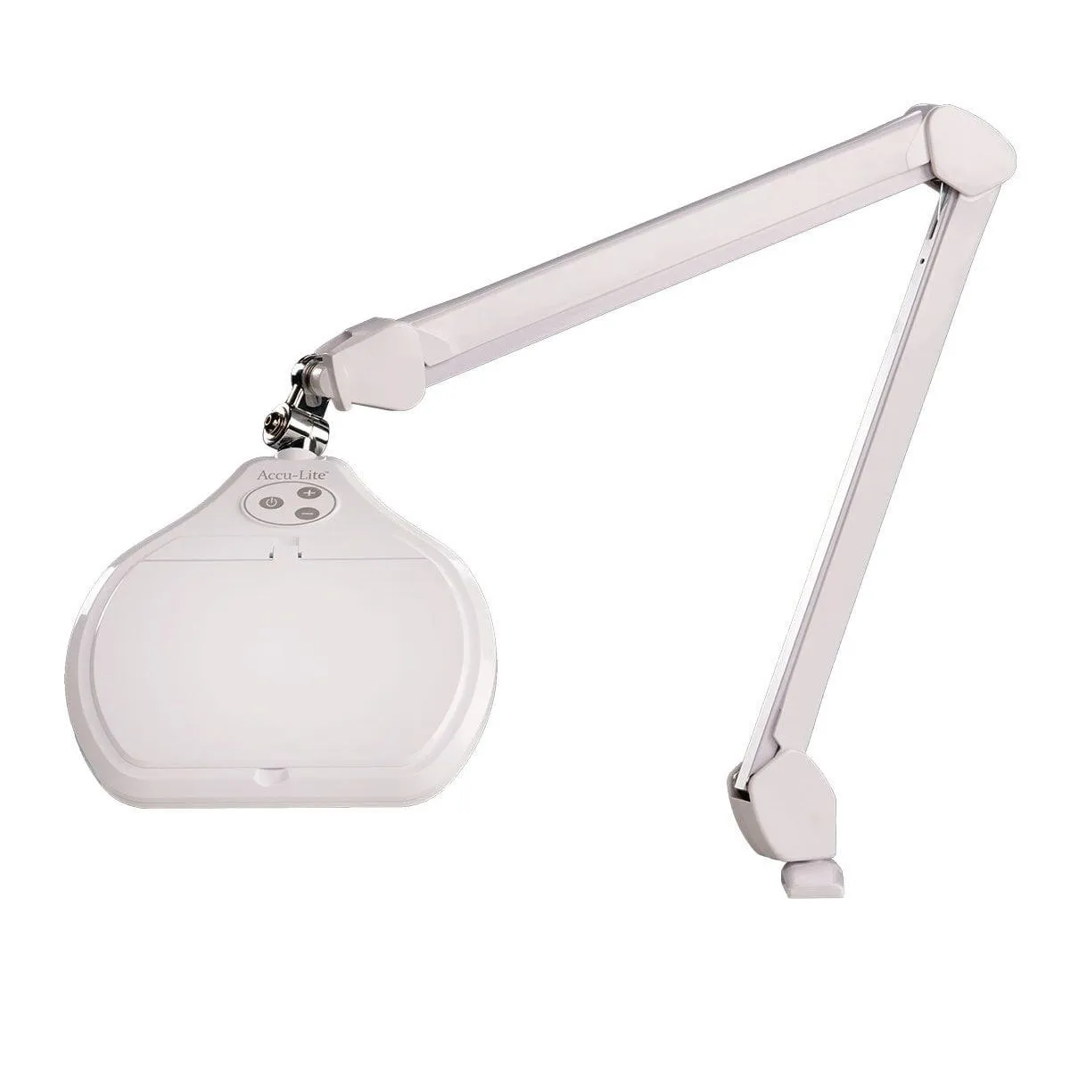 OC White ALREC-45-W Accu-Lite&trade; LED Magnifier with 6.85" Rectangle, 3.5 Diopter Lens & Edge Clamp, White
