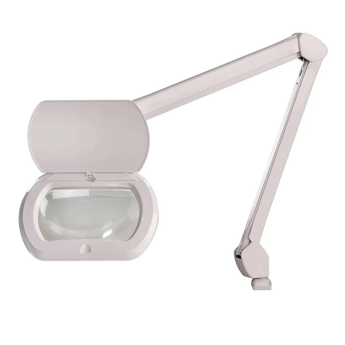 OC White ALREC-45-W Accu-Lite&trade; LED Magnifier with 6.85" Rectangle, 3.5 Diopter Lens & Edge Clamp, White