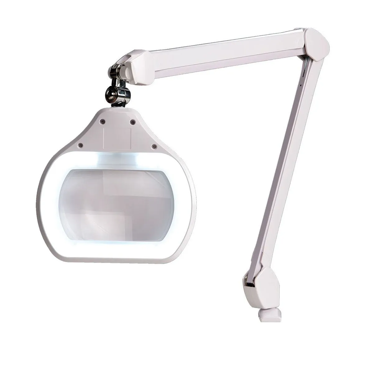 OC White ALREC-45-W Accu-Lite&trade; LED Magnifier with 6.85" Rectangle, 3.5 Diopter Lens & Edge Clamp, White