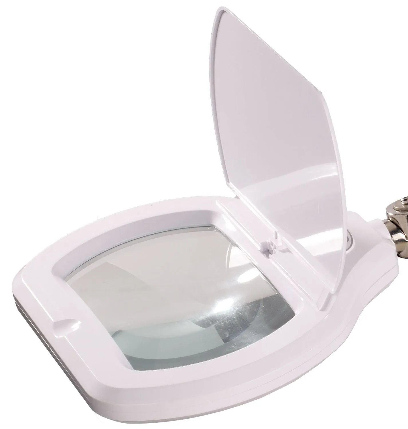 OC White ALREC-45-W Accu-Lite&trade; LED Magnifier with 6.85" Rectangle, 3.5 Diopter Lens & Edge Clamp, White